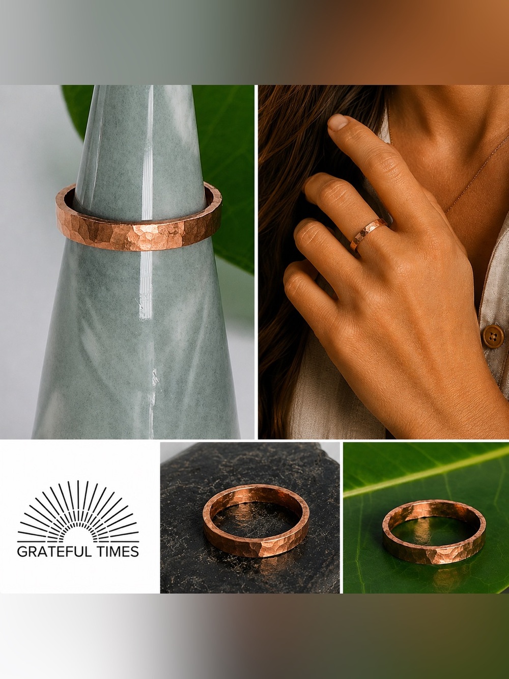 Raw Copper Ring Size 8 Band Jewelry Minimal Hammered Solid Handcrafted USA